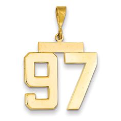 14k Yellow Gold Polished Finish Large Size Number 97 Charm Pendant Number 42, Bow Jewelry, Lucky Number, Gold Polish, Jewelry Companies, Black Bow, Gold Charm, Timeless Pieces, Charm Pendant