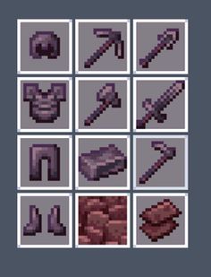 an image of pixel art with different tools