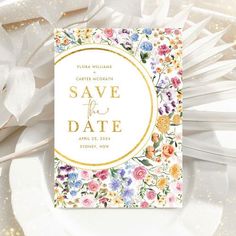 Trendy Wildflower Garden Wedding Save the Date Announcement Postcard Editable Blank Template Garden Wedding Invitations, Floral Save The Dates, Save The Date Template, Invitation Floral, Simple Invitation, Wildflower Garden, Floral Printables, Save The Date Templates, Save The Date Postcards