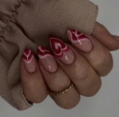 Colorful Nails, Minimal Nails, Her Nails, Heart Nails, Fire Nails, Funky Nails, Pretty Acrylic Nails, Short Acrylic Nails, Valentine's Day Nails