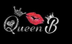 the word queen b with a red lipstick and a crown