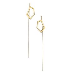 Inspired by the natural geometric form of glass shards, this collection creates a minimalist, statement look. Earrings feature our SHARDS v.02 long geometric shape measuring 5/8" in the front suspended from a 2.5" wire meant to be threaded through the ear. Also available in diamond version. This style is custom made to order. Please allow 3-4 weeks for this style to ship. Modern Faceted Drop Jewelry, Modern Gold Threader Earrings For Formal Occasions, Modern Gold Threader Earrings For Formal Events, Modern Yellow Gold Earrings With Si Clarity, Modern Si Clarity Yellow Gold Earrings, Modern Gold Threader Earrings With Ear Wire, Modern Dangle Threader Earrings For Formal Occasions, Modern Dangle Threader Earrings For Formal Events, Modern Faceted Drop Earrings