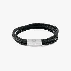 Multi-Strand Cobra Bracelet in Black – Tateossian USA Cobra Bracelet, Braiding Techniques, Stacking Bracelets, Multi Strand Bracelet, Stackable Bracelets, Strand Bracelet, Bead Leather, Unisex Gifts, Colored Leather