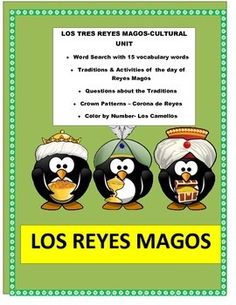 three penguins are standing in front of a sign that says los tress magos - cultural