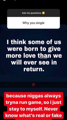 the text message is displayed in red and black, which reads i think some of us were born to give more love than we will ever see in return