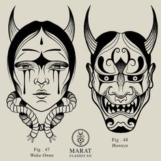 Hannya Maske Tattoo, Hannya Maske, Japanese Demon Tattoo, Japanese Mask Tattoo, Oni Mask Tattoo, Oni Tattoo, Optical Illusion Tattoos, Illusion Tattoos