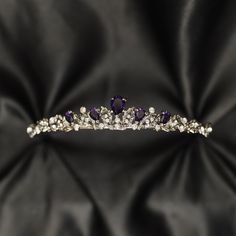 Sadie's Tiara in Silver - White Gold Color Metal, Faux Amethyst Purple Color Crystal, Low Profile & Minimalist by AuburnAndMainShop on Etsy Purple Tiara Aesthetic, Pretty Tiaras, Tiara Aesthetic, Simple Tiara, Amethyst Tiara, Purple Tiara, Small Tiara, Amethyst Purple Color, Amethyst Crown