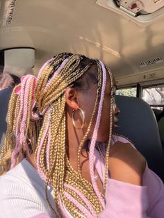 Braid Style Ideas, Braids Inspo Color, Colorful Braided Hairstyles, Pink And Blonde Braids Black Women, Braids Colours, Blond And Pink Braids, Two Colour Braids, Coloured Box Braids