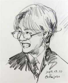 a drawing of a person with glasses and a tie