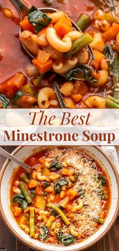 This minestrone soup is healthy, delicious, and so easy to make! It’s packed with veggies, beans, pasta, and a flavorful tomato broth. Top it with parmesan cheese and enjoy this cozy classic Italian soup!