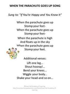 a poem with an image of two people in the background and text that reads, when the parachute goes up song