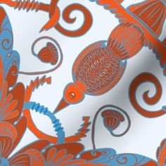 an orange and blue pattern on a white background