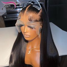 Elva 13x6 HD Full Lace Front Human Hair Wigs Melt Skin HD 13x4 Full Lace Frontal Wig Straight Hair Edges Frontal Wig, Freestyle Frontal Wig, Lace Wig With Braids, Lace Wig Ideas, Straight Hair Lace Front Wig Styles, Frontal Wig Hairstyles Color, Blonde Frontal Wig Hairstyles, 32 Inch Wig, Lacefront Wig Styles