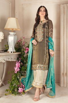 Fashion: #fashion, #style, #outfitinspiration, #beauty Eid Chanderi Palazzo Set With Gota Work, Semi-stitched Silk Kurta With Gota Work, Chanderi Sharara With Mirror Work And Straight Kurta, Raw Silk Sharara With Gota Work And Straight Kurta, Straight Kurta Sharara With Gota Work In Raw Silk, Designer Anarkali Set With Mirror Work, Straight Kurta, Anarkali Palazzo Set With Mirror Work For Designer Wear, Festive Cotton Silk Sharara With Gota Work, Gold Chanderi Palazzo Set With Traditional Drape