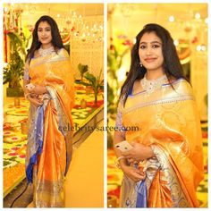 Mustard Yellow Blue Silk Saree Saree Jewellery Ideas, Mustard Saree, Blue Silk Saree, Elegant Wear, Saree Jewellery