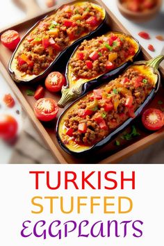 stuffed eggplant with meat and vegetables on a plate