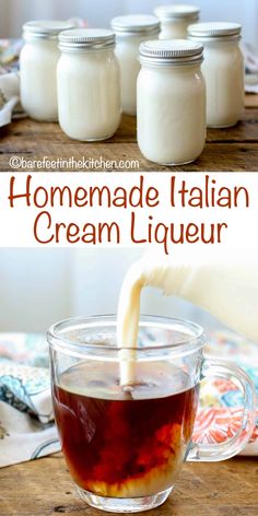 homemade italian cream liqueur in a glass cup