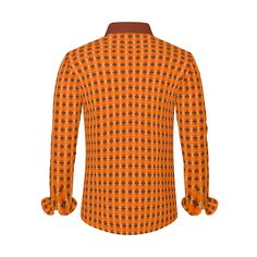 Step into a fusion of 60s and 70s style with our Vintage-inspired Orange Brown Shirt for Men. Embrace the free-spirited vibes of the 70s with our Hippie Shirt, meticulously designed to capture the essence of the era. Our 70s Clothing for Men collection brings a unique blend of nostalgia and timeless style, offering a trip down memory lane.Indulge in the groovy charm of our Hipster Shirt for Men, featuring long sleeves and a no-pocket design for a sleek and modern silhouette. Crafted from 100% po Retro Orange Relaxed Fit Shirt, Orange Retro Style Relaxed Fit Shirt, Orange Retro Relaxed Fit Shirt, Fitted Orange Cotton Shirt, Orange Relaxed Fit Retro Shirt, Orange Fitted Collared Shirt, Fitted Orange Collared Shirt, Fitted Collared Orange Shirt, Orange Cotton Top With Retro Print