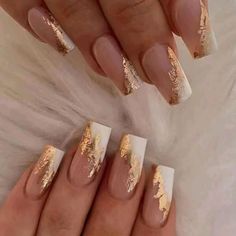 These Are Frenchie With Gold Accent Nails That Give Your Hands A Look Of Well Manicured Nails For Half The Price And Half The Time At The Salon. These Are Reusable And Long Lasting, For A Last Minute Event Or A Much Needed New Look With Out Breaking The Bank. They Can Be Removed, Re Applied, Painted And Even Reshaped For Full Customization. Comes With 24 Nails Sizes: Average, Petite And Large. Fake Nails White, Bridal Nail, Short Fake Nails, Nail Tape, Nagel Tips, Coffin Press On Nails, Fake Nails With Glue, Color Nails, Nail Art Hacks