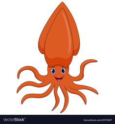 an orange octopus cartoon with big eyes