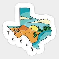 the texas state with trees and mountains on it