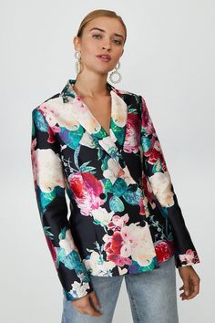 Jacquard Floral Blazer Printed Blazers For Women, Jacquard Blazer, Floral Blazer, Women Formals, Floral Jacquard, Printed Blazer, Blazers For Women, Vision Board, Kimono Top