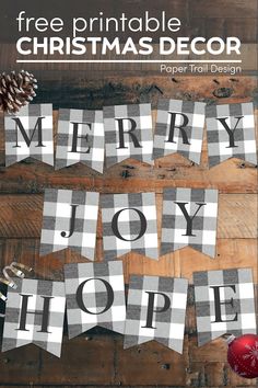 a christmas banner with the words merry joy hope on it