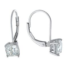 Features: Nickel FreeEarring Back: Lever BackShape: SquareStone: Cubic ZirconiaMetal Color: WhiteEarring Length: 18.8mmEarring Width: 5.9mmMetal: Sterling SilverCare: Wipe CleanStone Type: 2 Cubic ZirconiaCountry of Origin: Imported Rectangular Cubic Zirconia Earrings, Silver Square Cut Earrings For Gift, Silver Square Cut Diamond Earrings, Square Cut White Gold Earrings Fine Jewelry, White Gold Square Cut Diamond Cut Earrings, Sterling Silver Rectangular Earrings With Diamond Accents, Rectangular Sterling Silver Earrings With Diamond Accents, Sterling Silver Square Cut Earrings With Prong Setting, Silver Diamond Rectangular Earrings