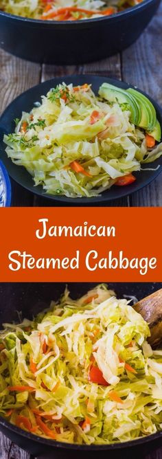 this is an image of jamaican steamed cabbage in a skillet with carrots and celery