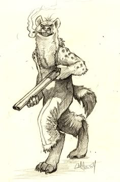 Reference Art Style, Hyena Man, Anthro Character, Striped Hyena, Fantasy Western, Fantasy Worldbuilding, Pathfinder 2e