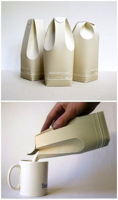 two pictures of coffee cups being made out of paper