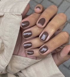 Grey Brown Nails Acrylic, Very Short Gel Nails Natural, Fall Natural Nails, Brown Nails Design, Nagel Tips, Thanksgiving Nails, Popular Nails