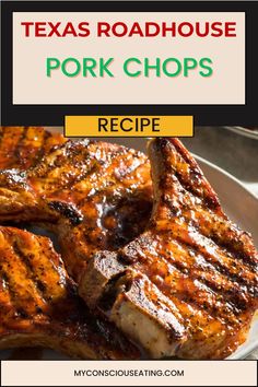 Pork chops with a sprinkle of herbs Texas Roadhouse Pork Chops Recipe, Roadhouse Recipes, Pork Chop Sandwiches, Smothered Steak, Pork Chop Dishes, Cornish Hen Recipe, Stuffed Pork Chops, Apple Walnut Salad, Seared Pork Chops