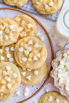 white chocolate chip cookies with marshmallows on a plate