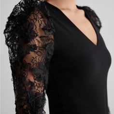 Brand: Express Black, Size Small See-Through Long Sleeves Nwt Black Bodysuit For Spring Formal, Black Bodysuit For Formal Spring Occasions, Black Formal Bodysuit For Spring, Elegant Black Bodycon Bodysuit, Interview Outfit Men, Vacation Outfits Men, Interview Outfits Women, Vacation Outfits Women, Womens Floral Dress