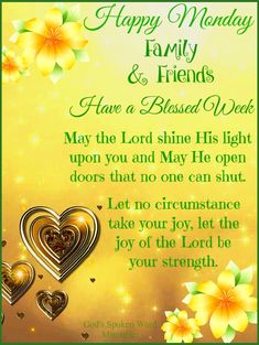 Prayer of the Day! A prayer for the new week: Dear God, thank You for this day. Thank You for Your mercies that are new every morning. As I step into this new week, I don’t have to look very far to see Your goodness in my life..... --- Weekly Blessings, Family Blessings, Prayer Of The Day