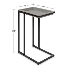 the side table is shown with measurements for each end and one section on the top