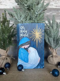 a christmas card with a nativity scene on it