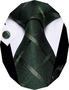 PRICES MAY VARY. Material: Green tie is woven with high-quality silk, Using 2400 stitches woven jacquard craft, soft to the touch, delicate pattern, the fabric is thick and textured. The high-density weaving craft is not easy to wrinkle and deform. Classic Size: 3.1 '' × 59 '' (8cm × 150cm); Handkerchief : 9.4'' x 9.4 '' (24cm x 24cm); The mens green tie is a great gift for Birthday, Christmas, Father's Day, Thanksgiving, Halloween. Design: Mens hunter ties are made of silk and in 2400 stitches Dark Green Tie, Weaving Craft, Packing Gift, Dance Parties, Ties For Men, Plaid Tie, Box Packing, Cufflink Set, Mens Stripes