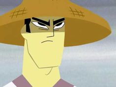 an animated man wearing a large hat with eyes wide open and looking at the camera