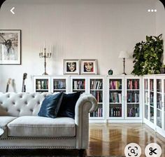 a living room filled with furniture and lots of books