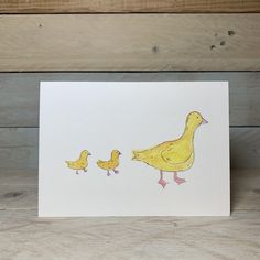 This delightful blank notelet will bring a smile to anyone's face - featuring an adorable duck and duckling on the front, it's perfect for any occasion  It's A6 size makes it perfect for sending a kind note or pairing with a bouquet of flowers, whilst making a big impact  Printed onto 100% recycled white card and comes with a 100% recycled brown kraft  envelope for guilt-free gifting  You can even customise the front of the card wether it is with the recipient's name, age, or an occasion of your Duck Card, Duck And Ducklings, Brown Envelopes, A6 Size, Blank Card, Small Cards, Brown Kraft, Blank Greeting Cards, Kraft Envelopes