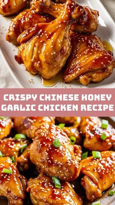 crispy chinese honey garlic chicken recipe on a plate