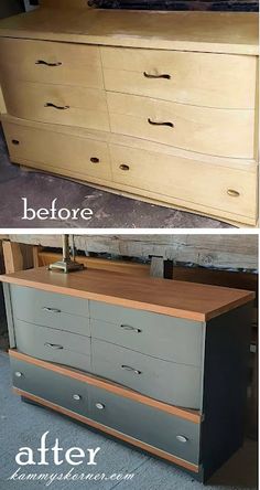 an old dresser is transformed into a modern dresser