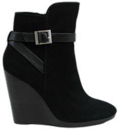 Black Suede Boots With 4-inch Heel, Black Suede High Heel Wedge Boots, Chic Black Suede Wedge Boots, Chic Black Ankle-high Wedge Boots, Charles David, Fashion Black, Fashion Boots, Black Fashion, Style Fashion