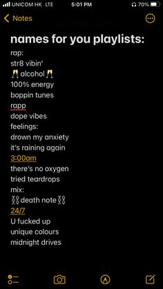 an iphone screen with the text names for you playlists