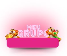 the word meu grupo is written in white letters on a pink background