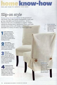 an advertisement for a slip on chair with instructions to make it look like they are in the