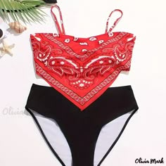 Olivia Mark - Conjunto de bikini boho para mujer: Paisley Imprimir Hanky Hem Sujetador & Conjunto de traje de baño Panty Sólido Swimsuit 2 Piece, Casual Country Outfits, Lash Sets, Plus Size Boho, Cute Country Outfits, Western Wear Outfits, Swimsuits Outfits, Hanky Hem, Cute Bathing Suits