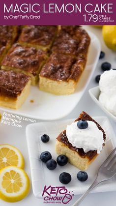 a magazine cover with lemon cake and blueberries